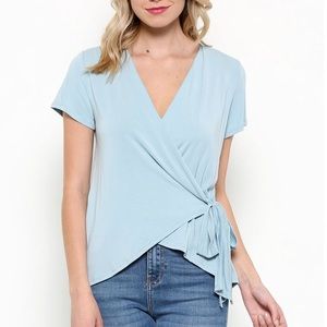 SALE!!!!!Tie side blue jersey top